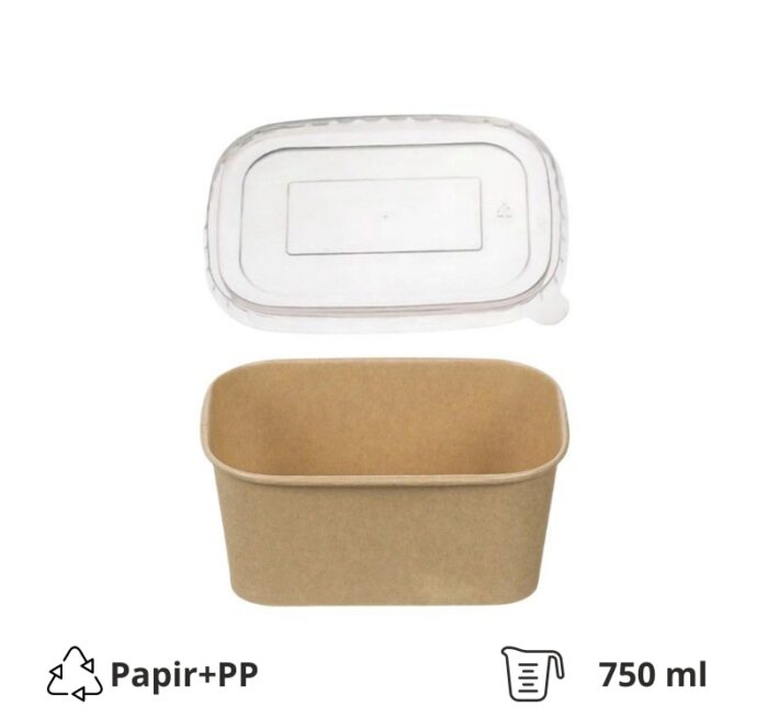 Papirnata posuda 750 ml sa PP poklopcem [50 kom/pak]