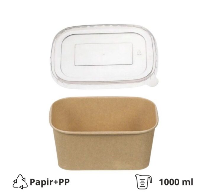 Papirnata posuda 1000 ml kraft sa PP poklopcem [50 kom/pak]