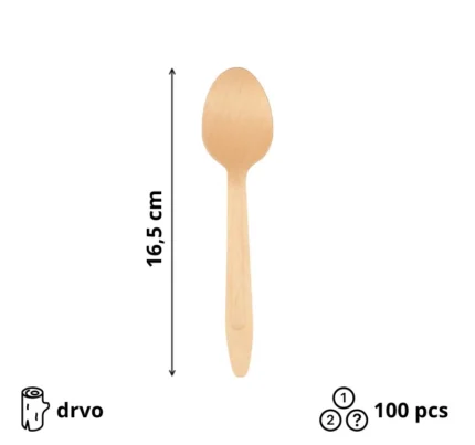 Drvena žlica 165 mm 100 kom