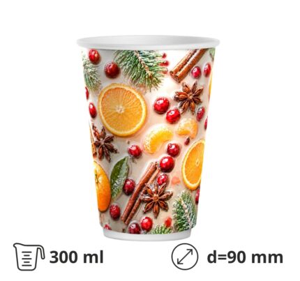 Čaša papirnata termo 300 (380) ml d=90 mm Winter Spice 50 kom