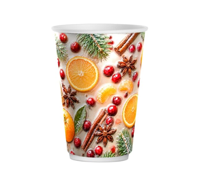 Čaša papirnata termo 300 (380) ml d=90 mm Winter Spice 50 kom