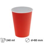 Čaša papirnata 240 (280) d=90 mm 1-slojna crvena SUP, 50 kom