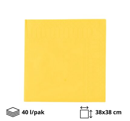 Papirnate salvete 2 sl 38×38 cm žute 40 l/pak