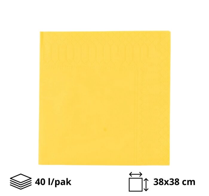 Papirnate salvete 2 sl 38×38 cm žute 40 l/pak