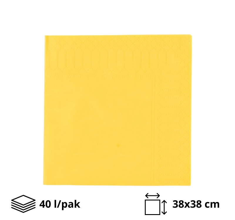 Papirnate salvete 2 sl 38×38 cm žute 40 l/pak